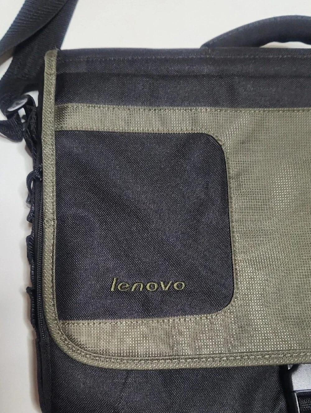 Lenovo Black and Olive Green Laptop Messenger Bag